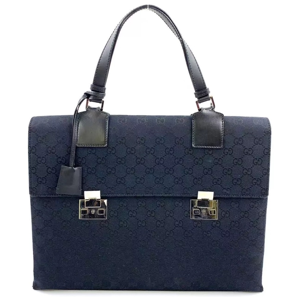 SOLD Authentic GUCCI GG Canvas
Business Bag w/ Keys Black Silver